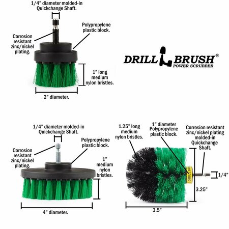 Drill Brush Power Scrubber By Useful Products 5 in W 5 in L Brush, Green Green-Orig-Green-2-4-Lim-Short